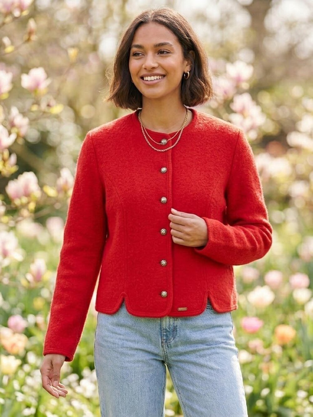 Vintage Boos Austria Boiled Wool Blazer Jacket S Red Cottagecore Alpine